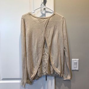 Joie split lace back nude sweater